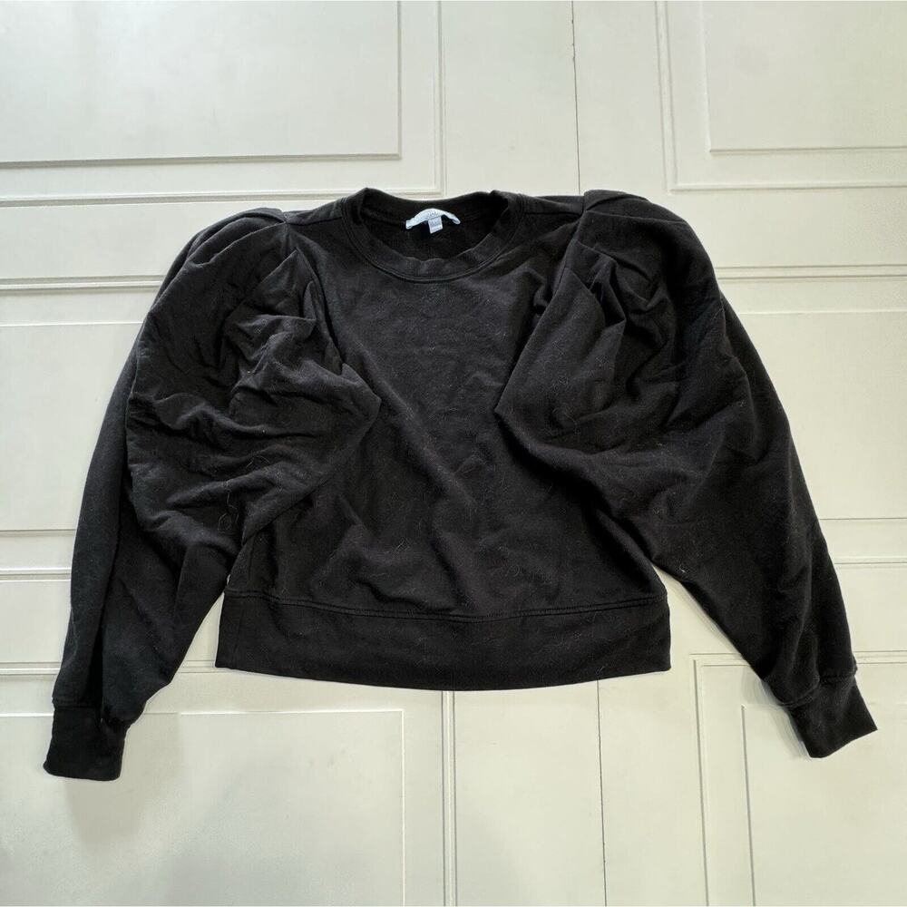 Antonio Melani Cropped Shoulder Padded Sweatshirt -Cotton Blend - Black XS